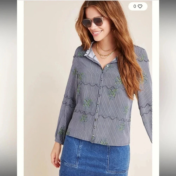 Dolan Stella Embroidered Blouse Small - Picture 2 of 9